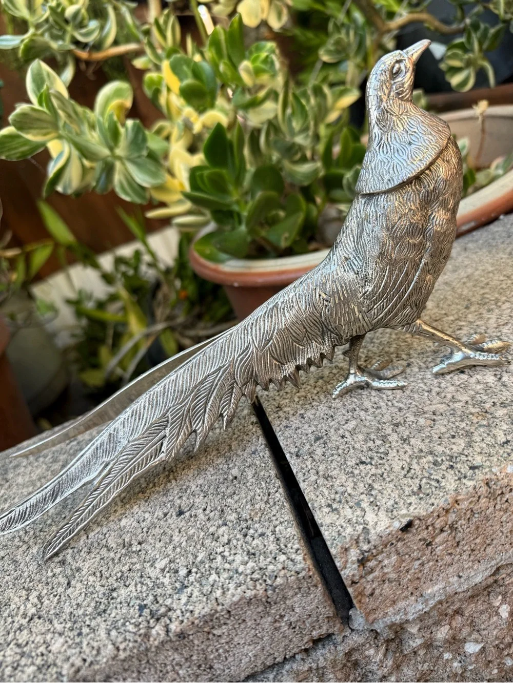 Silver Bird Figurine Decorative Accent - Pets Bird